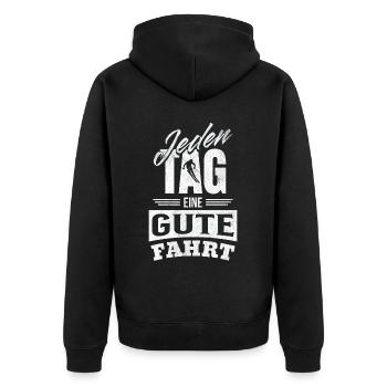Jeden Tag eine gute Fahrt - Skiurlaub & - Unisex Premium Bio Zip Hoodie - Schwarz - Hinten - Nico (187cm)