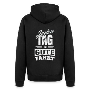 Jeden Tag eine gute Fahrt - Snowboarding Abenteuer - Unisex Premium Bio Zip Hoodie - Schwarz - Hinten - Nico (187cm)