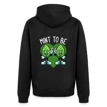 Mint To Be – Fresh Love & Leafy Laughter - Unisex Premium Organic Zip Hoodie - black - Back - Nico (187cm)