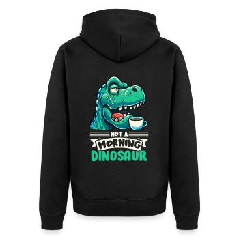 Grumpy Trex Dinosaur With - Unisex Premium Organic Zip Hoodie - black - Back - Nico (187cm)