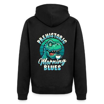 Grumpy Trex Dinosaur With - Unisex Premium Organic Zip Hoodie - black - Back - Nico (187cm)
