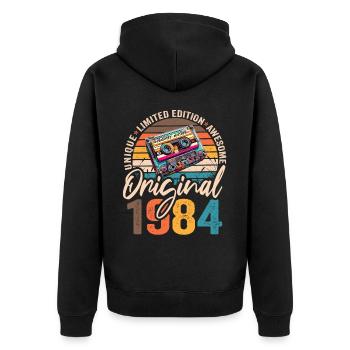 Vintage Né 1984 Anniversaire Original 1984 - Veste à capuche bio Premium Unisexe - noir - Dos - Nico (187cm)