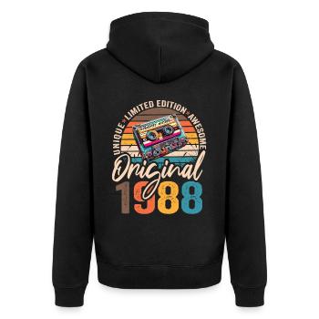 Vintage Né 1988 Anniversaire Original 1988 - Veste à capuche bio Premium Unisexe - noir - Dos - Nico (187cm)