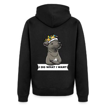 Staffordshire Bull Terrier Dog with Crown - Unisex Premium Organic Zip Hoodie - black - Back - Nico (187cm)