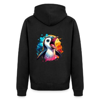 Schreiende Pinguine Pinguinfamilie niedlich - Unisex Premium Bio Zip Hoodie - Schwarz - Hinten - Nico (187cm)