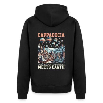 Cappadoce Turquie Voyage Vacances J’aime Istanbul - Veste à capuche bio Premium Unisexe - noir - Dos - Nico (187cm)
