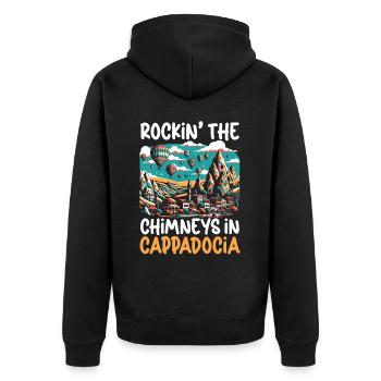 Cappadoce Turquie Voyage Vacances J’aime Istanbul - Veste à capuche bio Premium Unisexe - noir - Dos - Nico (187cm)