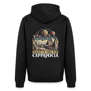 Cappadoce Turquie Voyage Vacances J’aime Istanbul - Veste à capuche bio Premium Unisexe - noir - Dos - Nico (187cm)