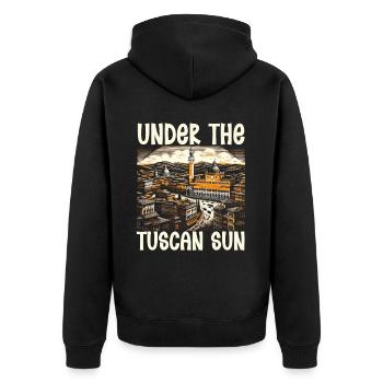 Siena Italien Reisen Urlaub Italienisch Ich liebe Italien - Unisex Premium Bio Zip Hoodie - Schwarz - Hinten - Nico (187cm)