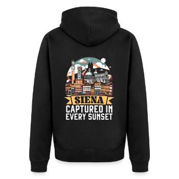 Siena Italien Reisen Urlaub Italienisch Ich liebe Italien - Unisex Premium Bio Zip Hoodie - Schwarz - Hinten - Nico (187cm)