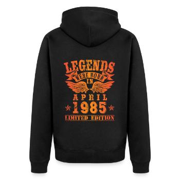 Legends sont nés en Avril 1985 Anniversaire - Veste à capuche bio Premium Unisexe - noir - Dos - Nico (187cm)
