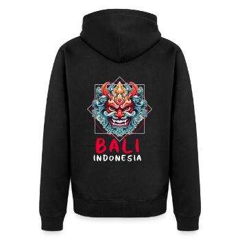 Bali Travel Barong Mask Balinese Culture - Unisex Premium Bio Zip Hoodie - Schwarz - Hinten - Nico (187cm)