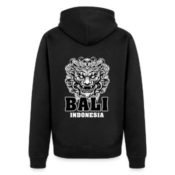 Barong Mask Balinese Culture Bali Indonesia - Unisex Premium Bio Zip Hoodie - Schwarz - Hinten - Nico (187cm)