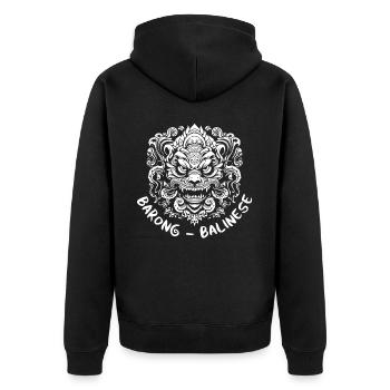 Barong Mask Bali Indonesia Culture Balinese Gamela - Unisex Premium Bio Zip Hoodie - Schwarz - Hinten - Nico (187cm)