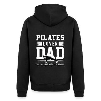 Pilates Lover Dad The Idol The Myth Pilates Coach - Unisex Premium Organic Zip Hoodie - black - Back - Nico (187cm)