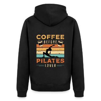 Pilates Lover Coffee Pilates Class Coffee Lover - Unisex Premium Bio Zip Hoodie - Schwarz - Hinten - Nico (187cm)