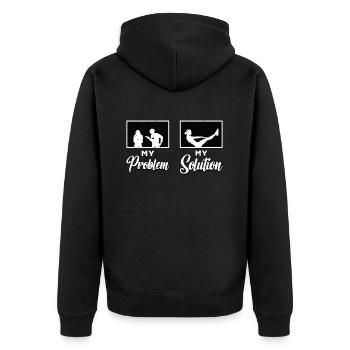 Pilates Lover Mon problème Mon Pictogramme Maman Papa - Veste à capuche bio Premium Unisexe - noir - Dos - Nico (187cm)