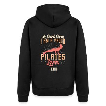 Pilates Lover A Short Story I Am A Pilates Coach - Unisex Premium Organic Zip Hoodie - black - Back - Nico (187cm)