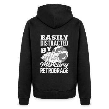 Retrograde planets Mercury retrograde - Unisex Premium Organic Zip Hoodie - black - Back - Nico (187cm)