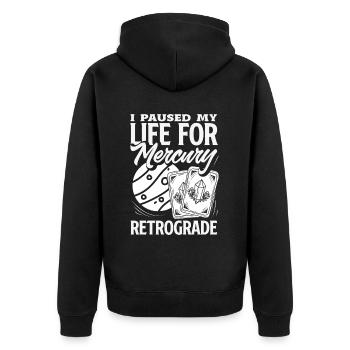 Retrograde planets Mercury retrograde - Unisex Premium Organic Zip Hoodie - black - Back - Nico (187cm)