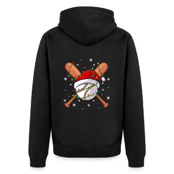 Santa Christmas Baseball Player - Unisex Premium Organic Zip Hoodie - black - Back - Nico (187cm)