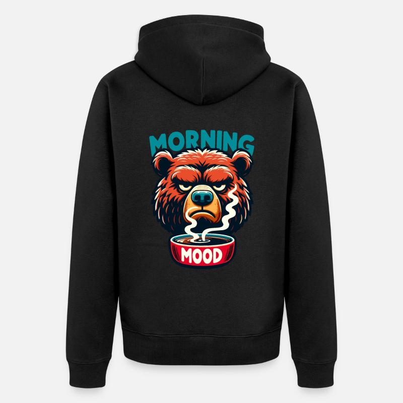 Ours avec café humeur matinale - Veste à capuche bio Premium Unisexe - noir