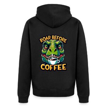 Grumpy Trex Dinosaur With - Unisex Premium Organic Zip Hoodie - black - Back - Nico (187cm)