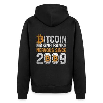 Bitcoin Crypto-monnaie Argent BTC Crypto Coin - Veste à capuche bio Premium Unisexe - noir - Dos - Nico (187cm)