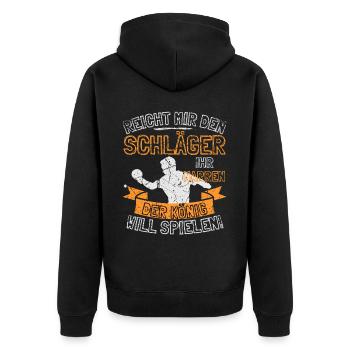 FUNNY TABLE TENNIS SAYING - HAND ME THE - Unisex Premium Organic Zip Hoodie - black - Back - Nico (187cm)