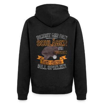 FUNNY TABLE TENNIS SAYING - HAND ME THE - Unisex Premium Organic Zip Hoodie - black - Back - Nico (187cm)
