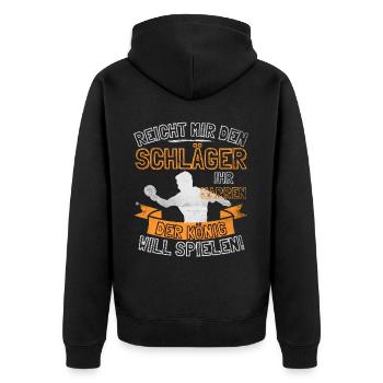 FUNNY TABLE TENNIS SAYING - HAND ME THE - Unisex Premium Organic Zip Hoodie - black - Back - Nico (187cm)