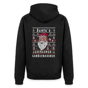 Ugly Christmas SANTA'S FAVORITE SCAFFOLD BUILDER - Unisex Premium Organic Zip Hoodie - black - Back - Nico (187cm)