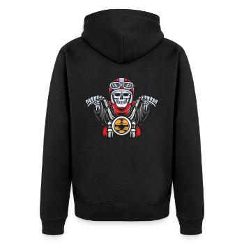 Motorrad Biker Motorbike Skull Motorcycle - Unisex Premium Organic Zip Hoodie - black - Back - Nico (187cm)