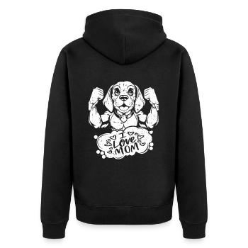 Beagle I Love Dad - Unisex Premium Bio Zip Hoodie - Schwarz - Hinten - Nico (187cm)