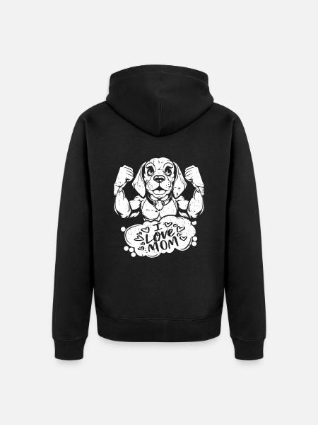 Beagle I Love Dad - Unisex Premium Organic Zip Hoodie - black