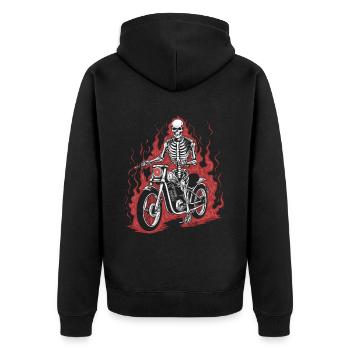 Motorrad Biker Motorbike Skelett - Unisex Premium Bio Zip Hoodie - Schwarz - Hinten - Nico (187cm)
