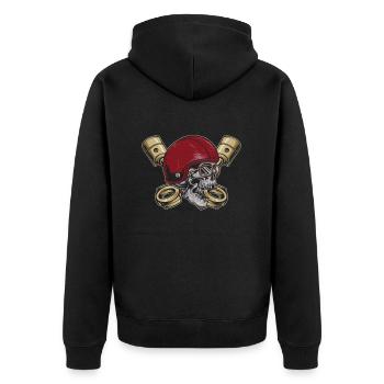 Motorrad Biker Motorbike Skull Motorcycle - Unisex Premium Bio Zip Hoodie - Schwarz - Hinten - Nico (187cm)