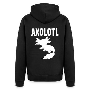 Axolotl - Unisex Premium Bio Zip Hoodie - Schwarz - Hinten - Nico (187cm)