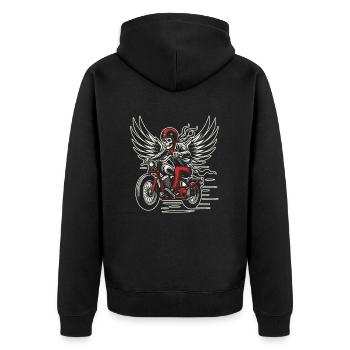 Motorrad Biker Motorbike Skull Motorcycle - Unisex Premium Organic Zip Hoodie - black - Back - Nico (187cm)