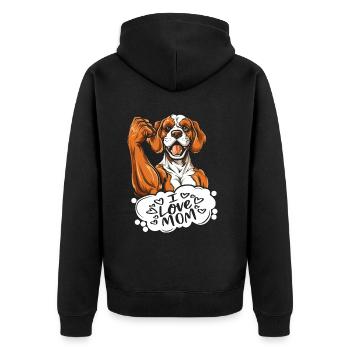 Épagneul breton j’aime papa - Veste à capuche bio Premium Unisexe - noir - Dos - Nico (187cm)