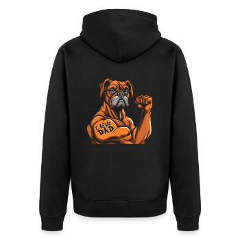 Boxer Hund Deutscher Boxer Bizeps Tattoo - Unisex Premium Bio Zip Hoodie - Schwarz - Hinten - Nico (187cm)