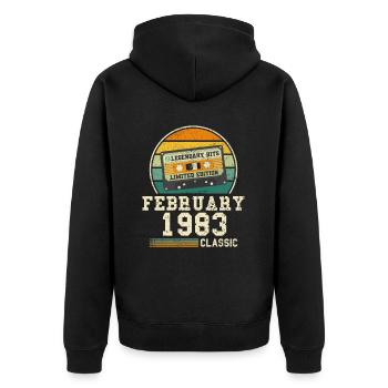 41st Birthday FEBRUARY Vintage 1983 Gift Idea - Unisex Premium Organic Zip Hoodie - black - Back - Nico (187cm)