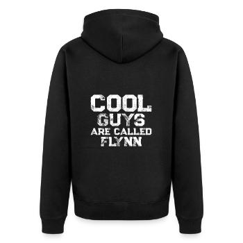 Cool guys are called Flynn - Unisex Premium Organic Zip Hoodie - black - Back - Nico (187cm)