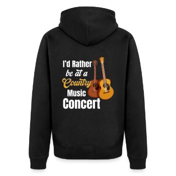 Ich Wäre Lieber Auf Einem Country-konzert - Unisex Premium Bio Zip Hoodie - Schwarz - Hinten - Nico (187cm)