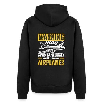 Piloten Flugzeug Liebhaber - Unisex Premium Bio Zip Hoodie - Schwarz - Hinten - Nico (187cm)