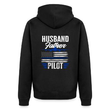 Mari, père, pilote - Veste à capuche bio Premium Unisexe - noir - Dos - Nico (187cm)