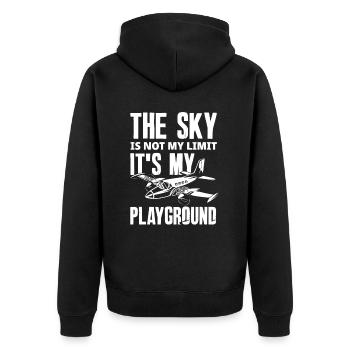 Pilot Beruf Hobbypilot Fliegen Spruch Geschenk - Unisex Premium Bio Zip Hoodie - Schwarz - Hinten - Nico (187cm)