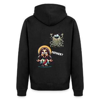 Funny Atheist Anti Religion Proud Atheist - Unisex Premium Organic Zip Hoodie - black - Back - Nico (187cm)