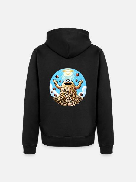 Funny Atheist Flying Spaghetti Monster - Unisex Premium Organic Zip Hoodie - black