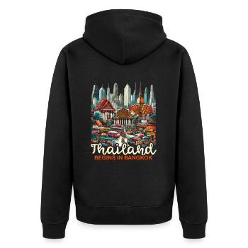 Bangkok Thaïlande Voyage Vacances Langue thaïlandaise - Veste à capuche bio Premium Unisexe - noir - Dos - Nico (187cm)